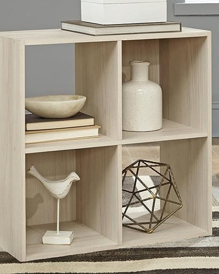 Signature Design by Ashley Socalle Modern 4 Cube Storage Organizer or Bookcase, Whitewash - LeafyLoom