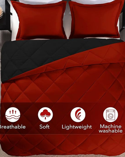 downluxe King Size Comforter Set - Red and Black King Comforter, Soft Bedding Sets for All Seasons - 3 Pieces - 1 Comforter (104"x92") and 2 Pillow Shams(20"x36") - LeafyLoom