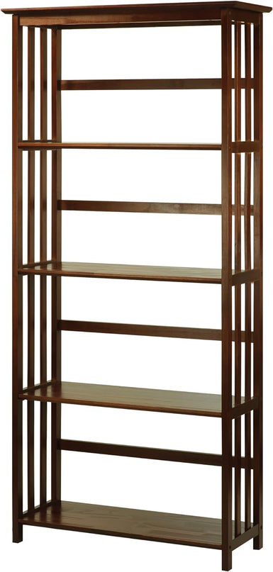 Casual Home Mission Style 5-Shelf Bookcase, Walnut - LeafyLoom