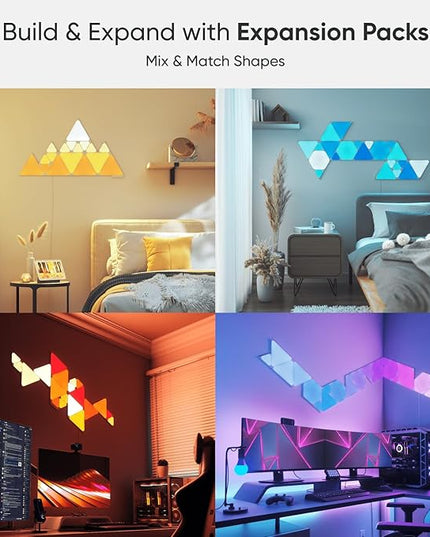 Nanoleaf Shapes WiFi and Thread Smart RGBW 16M+ Color LED Dimmable Gaming and Home Decor Wall Lights Smarter Kits (Triangles Smarter Kit (7 Pack) NANOLEAF