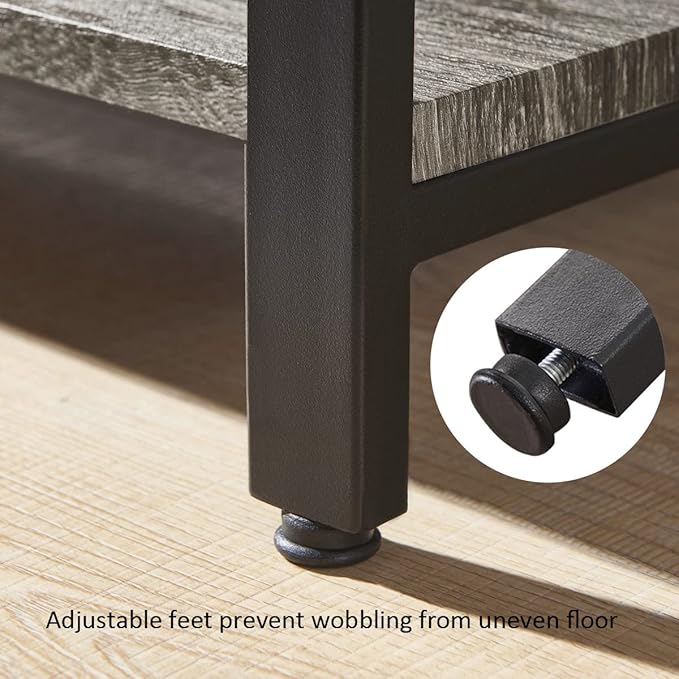 BON AUGURE Small Bookshelf for Small Space, 2 Tier Shelf Floor Bookcase for Storage, Industrial Short Low Wood Metal Book Shelves for Bedroom, Office and Living Room(Dark Gray Oak) - LeafyLoom