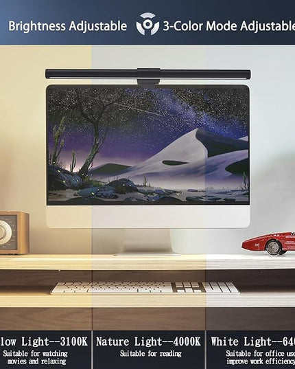 OOWOLF Monitor Light Bar (Pack of 2) Screen Light Bar,CRI≥95 Desk Lamp for Eye-Caring,No Glare,Dual Light,Filter Blue-Light,3-Color Mode,Memory Dimming,e-Reading Task Lamp,Computer Light for Desk - LeafyLoom