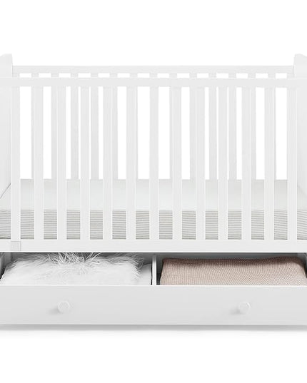 babyGap by Delta Children Graham 4-in-1 Convertible Crib with Storage Drawer TrueSleep Crib and Toddler Mattress (Bundle), Bianca White - LeafyLoom