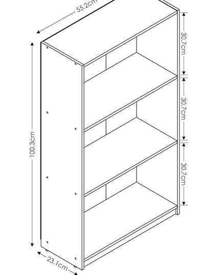 FURINNO Basic 3-Tier Bookcase Storage Shelves, French Oak Grey/Black - LeafyLoom