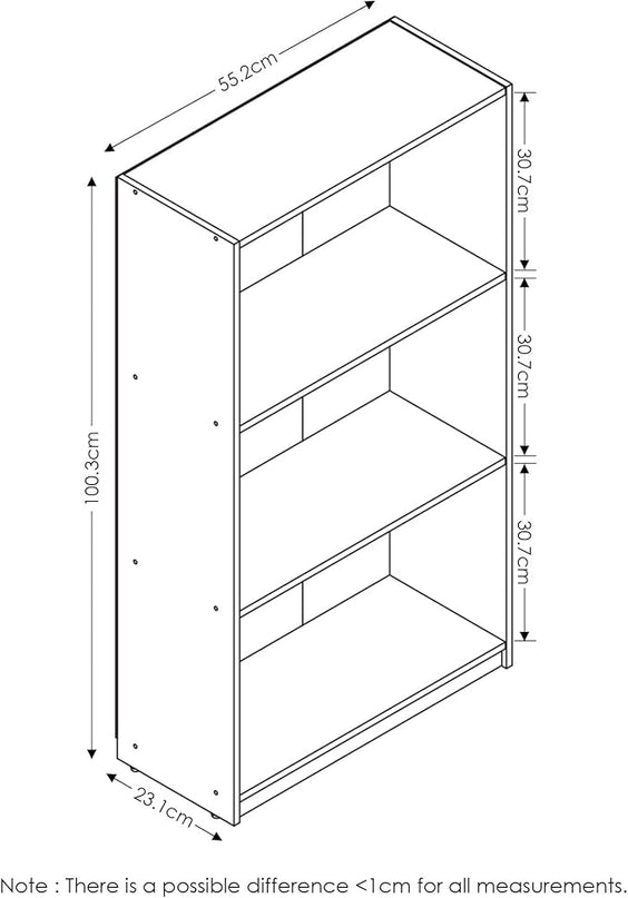 FURINNO Basic 3-Tier Bookcase Storage Shelves, French Oak Grey/Black - LeafyLoom