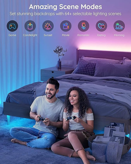 Govee Smart LED Strip Lights, 16.4ft WiFi LED Strip Lighting Work with Alexa and Google Assistant, 16 Million Colors with App Control and Music Sync LED Lights for Bedroom, Home Decor Govee