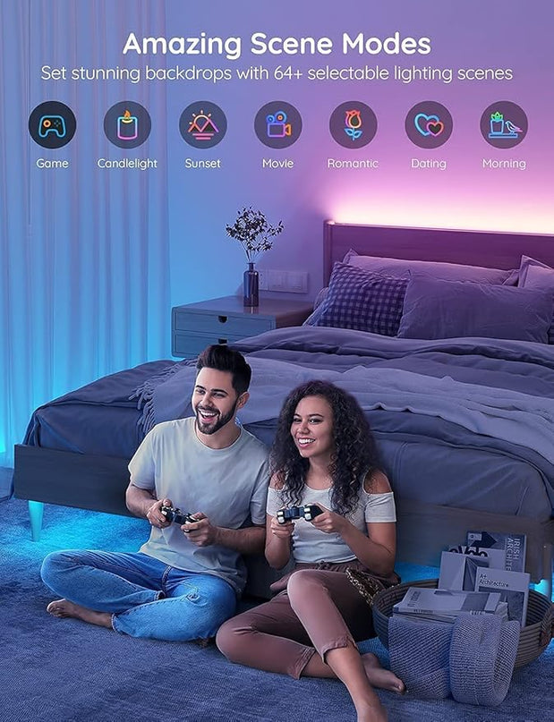 Govee Smart LED Strip Lights, 16.4ft WiFi LED Strip Lighting Work with Alexa and Google Assistant, 16 Million Colors with App Control and Music Sync LED Lights for Bedroom, Home Decor Govee