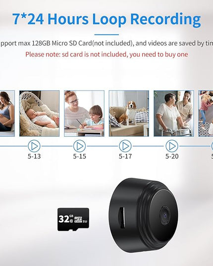 Secrect Camera Mini Spy Camera WiFi Hidden Camera Video Recorder Small Camera for Spying Room Camera Night Vision Home Security Camera Nanny Cam Pet Camera Baby Camera X+W+EI+UNION