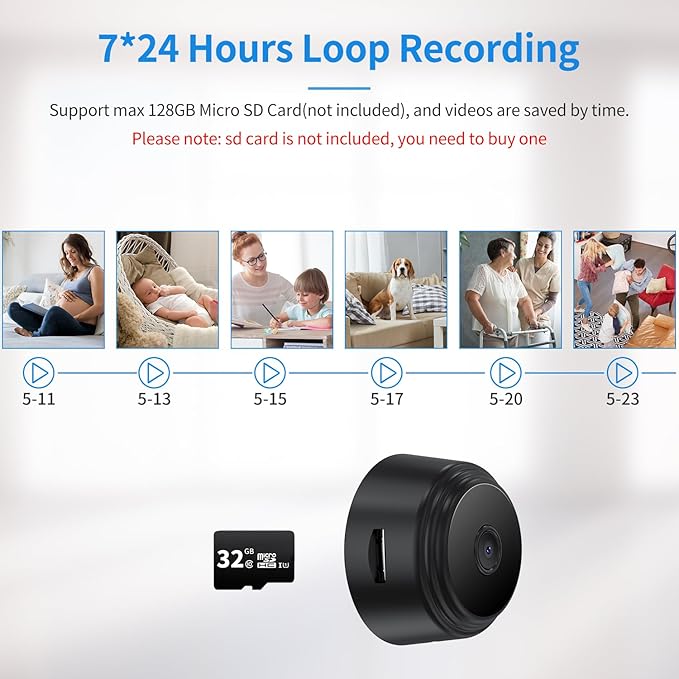 Secrect Camera Mini Spy Camera WiFi Hidden Camera Video Recorder Small Camera for Spying Room Camera Night Vision Home Security Camera Nanny Cam Pet Camera Baby Camera X+W+EI+UNION
