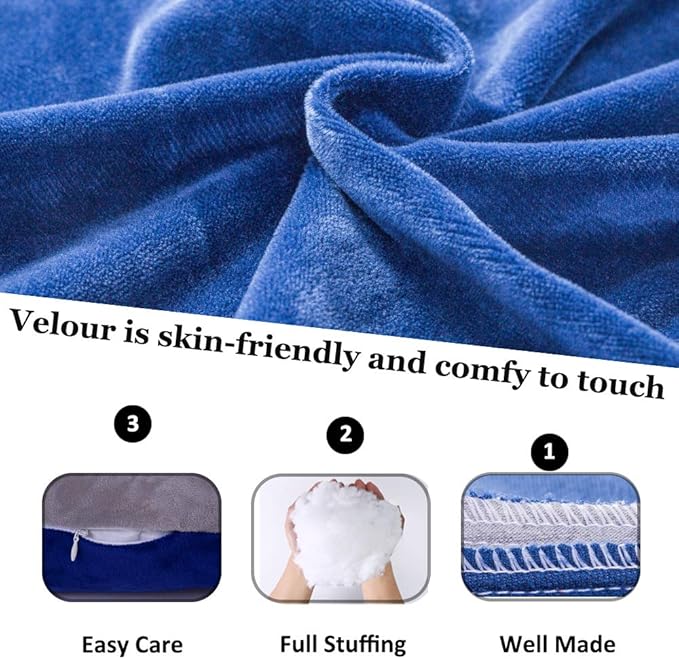 Full Body Pillow, Large Bed Sleeping Pillow for Adults and Side Sleeper, Long Pillow Insert with Velvet Cover, 20x54 Inches (Blue Grey) - LeafyLoom