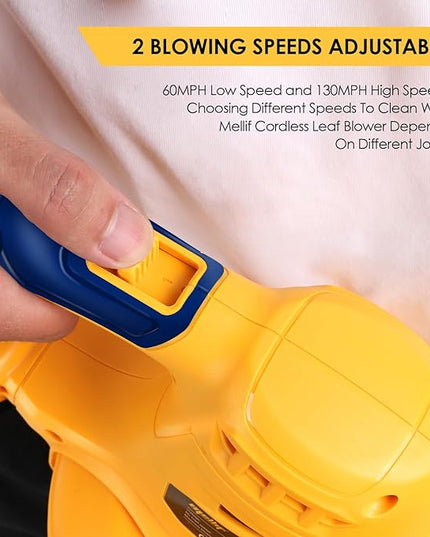 Cordless Leaf Blower, Mellif for 20V Max Lithium Battery (Battery NOT Included) Handheld Electric Jobsite Air Blower 100CFM 110MPH Powerful for Lawn Care | Snow Blow | Yard Clean - LeafyLoom