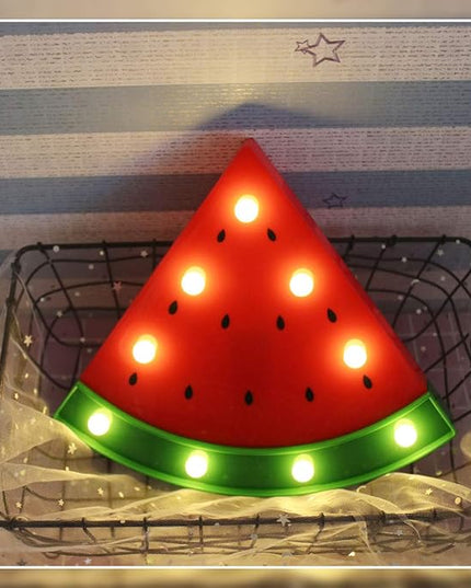 GUOCHENG Watermelon Marquee Light Decor Light LED Night Light Battery Operated Night Table Lamps for Nursery Children Kids Bedroom Lighting Decor, Birthday Christmas Gifts for Kids (Red Watermelon) - LeafyLoom