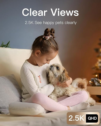 VIMTAG Indoor Camera 2.5K 4MP, Cameras for Home Security 2.4/5Ghz WiFi, Pet Camera 360° Pan/Tilt, Baby Montior with Phone App, Night Vision, Motion Alerts, Cloud/Local Storage, Support Alexa, 1 Pack Vimtag