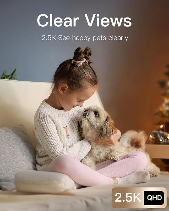 VIMTAG Indoor Camera 2.5K 4MP, Cameras for Home Security 2.4/5Ghz WiFi, Pet Camera 360° Pan/Tilt, Baby Montior with Phone App, Night Vision, Motion Alerts, Cloud/Local Storage, Support Alexa, 1 Pack Vimtag