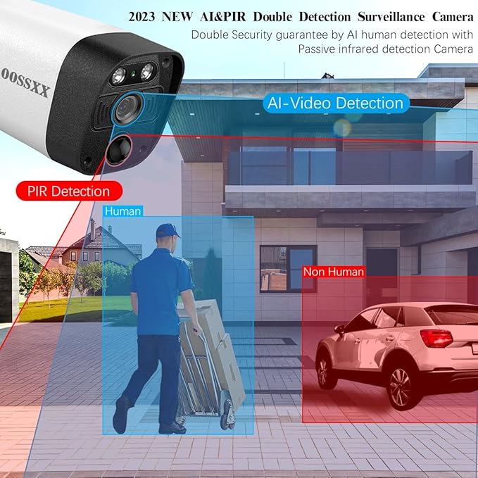 OOSSXX (HD 2.7K 5.0MP with Audio) Outdoor Wired Security Camera Systems PoE Outdoor Surveillance Video System OOSSXX