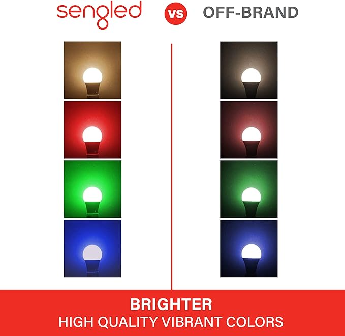 Sengled Smart Light Bulbs, Color Changing Alexa/Bluetooth Mesh, Dimmable LED Bulb A19 E26 Multicolor, High CRI, High Brightness, 8.7W 800LM, 1Pack Sengled