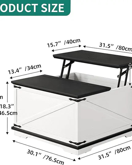YITAHOME Farmhouse Lift Top Coffee Table, Square Wood Center Table with Large Hidden Storage Compartment for Living Room, Rustic Cocktail Table with Lift Top for Home Office,White - LeafyLoom