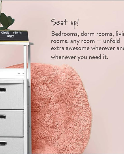Mongolian Faux Fur Oversized Saucer Chair, Blush - LeafyLoom