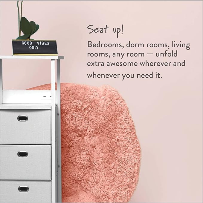 Mongolian Faux Fur Oversized Saucer Chair, Blush - LeafyLoom