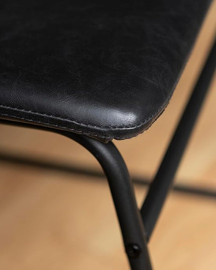 Walker Edison Douglas Urban Industrial Faux Leather Armless Dining Chairs, Set of 2, Black - LeafyLoom