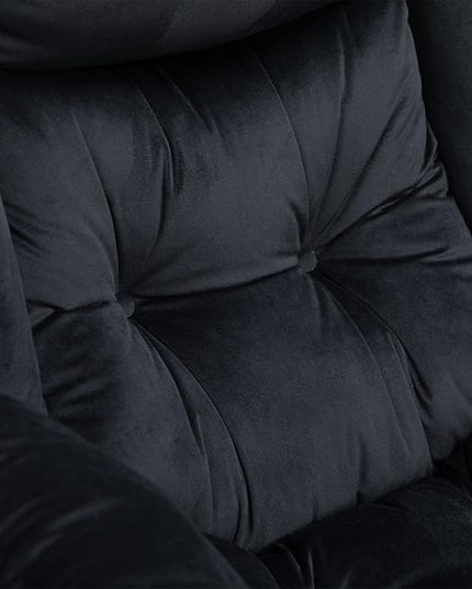 HollyHOME Modern Fabric Large Lazy Chair, Accent Oversized Comfy Reading Chair, Thick Padded Cozy Lounge Chair with Armrest, Steel Frame Leisure Sofa Chair for Living Room, Bedroom, Dorm, Black - LeafyLoom