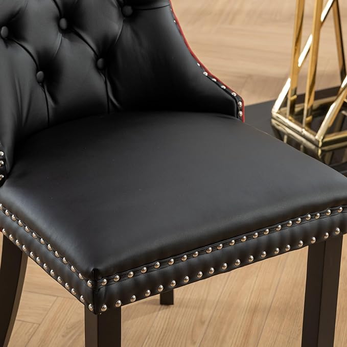 NicBex Haerin-SD-00108-LWJ Dining Chairs, 25.5"x19.7"x37.5", Black and Burgundy - LeafyLoom