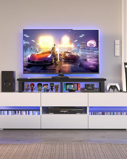 45" Large TV Riser for 32-60 inch TV, TV Riser Stand Shelf with Steel Legs, Tabletop TV Stand Riser for Home Office,Black - LeafyLoom