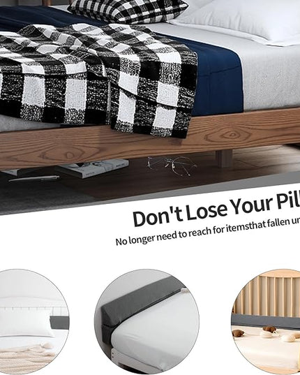 Pillow Wedge for Headboard Gap,Bed Gap Filler Queen Size,Foldable Bed Wedge Pillow for Headboard,Grey Bed Wedge Gap Filler,Foam Mattress Gap Filler,60"x6"x6" - LeafyLoom