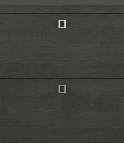 Bush Business Furniture Lateral Cabinet with Satin Silver Hardware | Echo Collection 2 Drawer Filing Unit for Home Office or Professional, 31W, Charcoal Maple - LeafyLoom