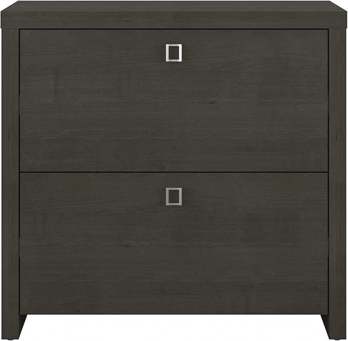 Bush Business Furniture Lateral Cabinet with Satin Silver Hardware | Echo Collection 2 Drawer Filing Unit for Home Office or Professional, 31W, Charcoal Maple - LeafyLoom