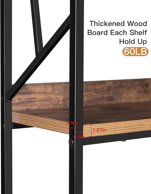 Bookshelf 6 Tier Corner Shelf, 77" Industrial Large Corner Etagere Bookcase, 6-Shelf Tall Corner L Shaped Storage Display Rack for Living Room Home Office - LeafyLoom