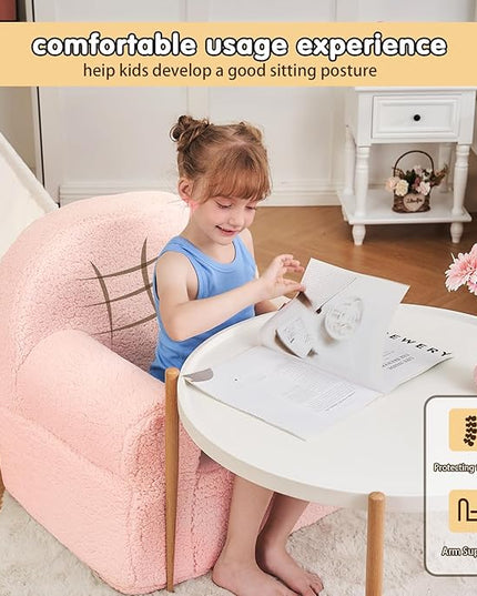 Kids Chair Toddler Chair Sherpa Couch Sherpa Kids Bean Bag Chair,Cuddly Toddler Chairs Comfy Plush Chair Toddler Couch Reading Chair for Kids Fuzzy Baby Chair Pink - LeafyLoom