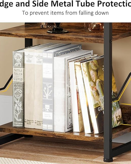 5 Tier Narrow Bookshelf: Tall Bookcase Book Shelf for Bedroom, Industrial Modern Bookshelves for Small Spaces (Rustic Brown) - LeafyLoom