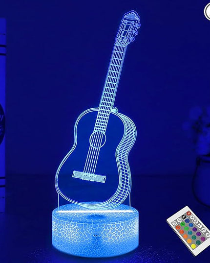 FULLOSUN Guitar Gift, Kids Guitar Night Light (with Remote Control), 3D Illumination Lights Boys Gift 16 Colors Changeable Kids Room Lighting Creative Decoration... (Guitar) - LeafyLoom