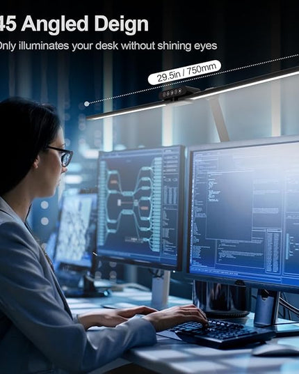 Led Desk Lamp for Office Home - Eye Caring Architect Table Light with Clamp, Dual Screen Computer Smart Light 5 Color 24W Lighting Table Lamp - LeafyLoom