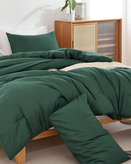 ROSGONIA Twin Comforter Set for College Girls Boys Dark Emerald Green, 1 Comforter 1 Pillowcase,Soft Dorm Bedding All Season Kids Comforter Sets - LeafyLoom