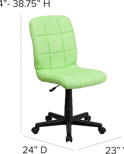 Flash Furniture Clayton Mid-Back Green Quilted Vinyl Swivel Task Office Chair - LeafyLoom
