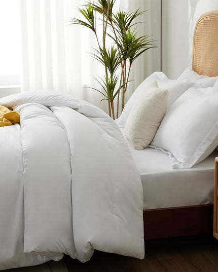 Queen Bed in a Bag 7 Pieces Bedding Comforter Set with Comforter and Sheets White Queen Bed Set with Sheets,Pillow Shams, Flat Sheet, Fitted Sheet and Pillowcases - LeafyLoom