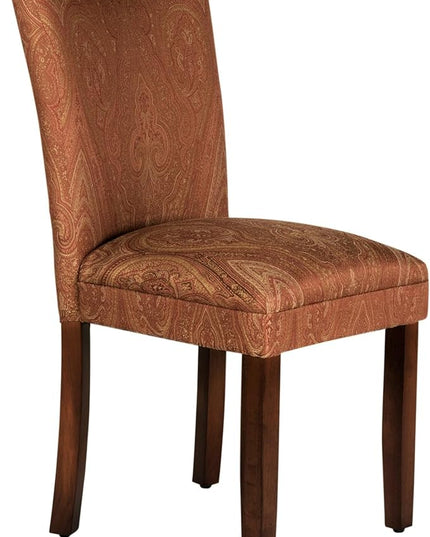 Homepop Home Decor |K1136-F765 | Classic Upholstered Parsons Dining Chair | Single Accent Dining Chair, Red & Gold Damask - LeafyLoom