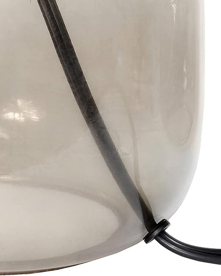 Simple Designs LT2064-SMW Smokey Glass Table Lamp with White Fabric Shade (Pack of 4) - LeafyLoom