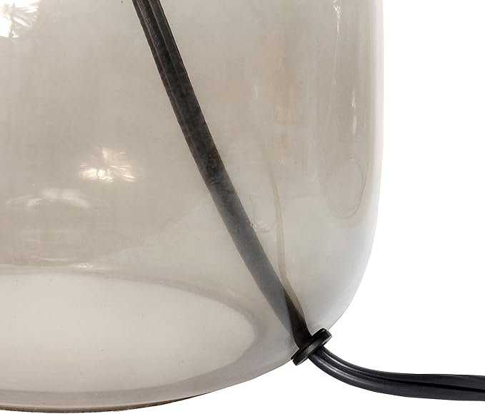 Simple Designs LT2064-SMW Smokey Glass Table Lamp with White Fabric Shade (Pack of 4) - LeafyLoom