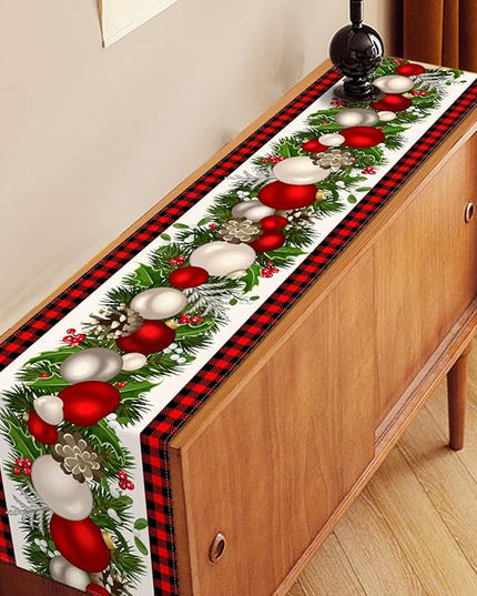 Nepnuser Black and Red Buffalo Check Plaid Christmas Table Runner 108 Inches Long Seasonal Winter Xmas Party Decoration Holiday Home Kitchen Dining Room Decor Nepnuser
