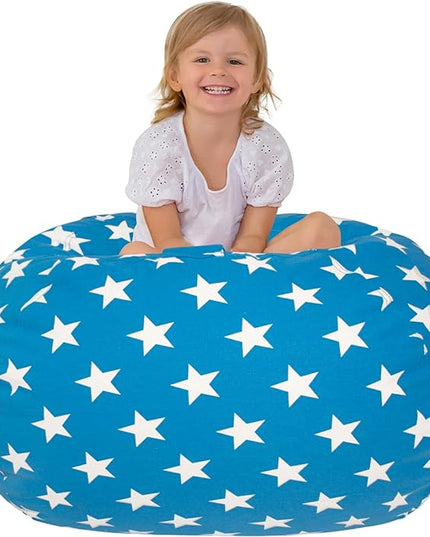 Aubliss Stuffed Animal Bean Bag Storage Chair (Blue Star, X-Large (48'')) - LeafyLoom