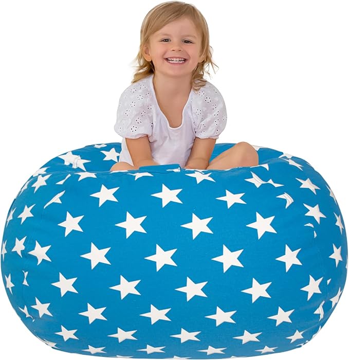 Aubliss Stuffed Animal Bean Bag Storage Chair (Blue Star, X-Large (48'')) - LeafyLoom