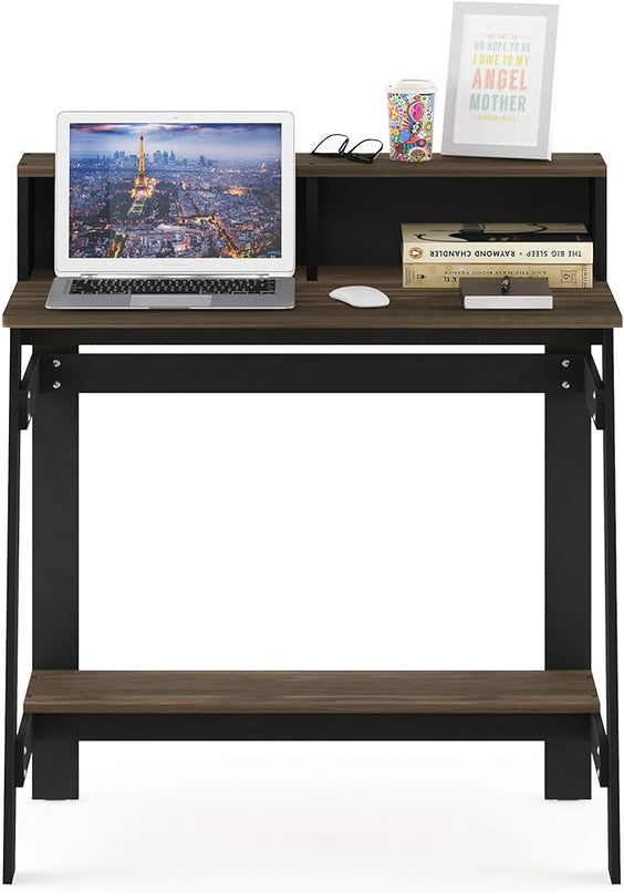 Furinno Simplistic A Frame Computer Desk, 17.9"D x 31.6"W x 35.5"H, Columbia Walnut - LeafyLoom
