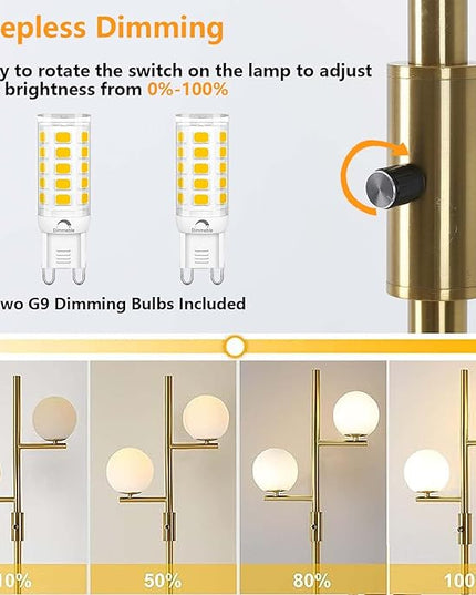Dimmable Floor Lamp,Modern Floor Lamp,Gold Floor Lamp,Mid-Century Floor Lamps,Frosted Glass Stand Up Lamp for Living Room, Bedroom,Office,Contemporary LED Tall Pole Lamp Indoor - LeafyLoom