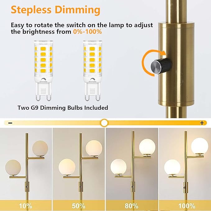 Dimmable Floor Lamp,Modern Floor Lamp,Gold Floor Lamp,Mid-Century Floor Lamps,Frosted Glass Stand Up Lamp for Living Room, Bedroom,Office,Contemporary LED Tall Pole Lamp Indoor - LeafyLoom