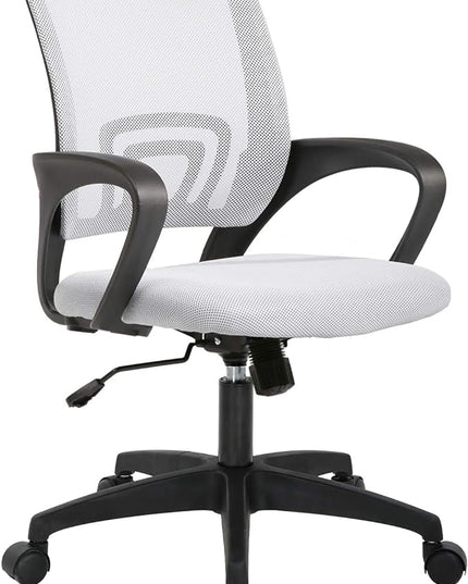 Home Office Chair Ergonomic Desk Chair Mesh Computer Chair with Lumbar Support Armrest Executive Rolling Swivel Adjustable Mid Back Task Chair for Women Adults (White) - LeafyLoom