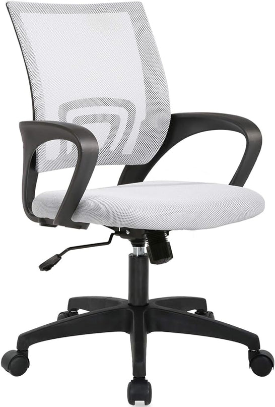 Home Office Chair Ergonomic Desk Chair Mesh Computer Chair with Lumbar Support Armrest Executive Rolling Swivel Adjustable Mid Back Task Chair for Women Adults (White) - LeafyLoom