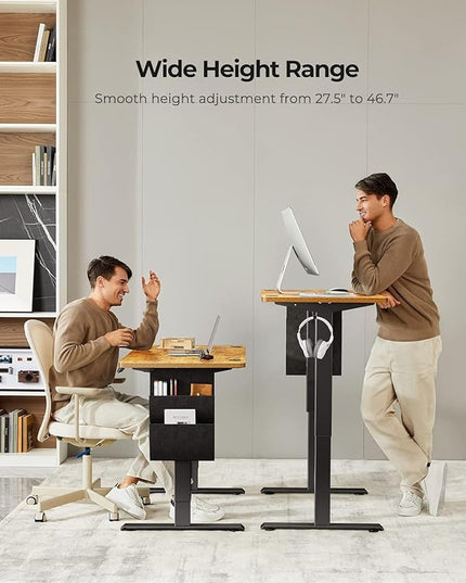 Marsail Standing Desk, Office Adjustable Heights Desk,Stand Up Desk,63x24 Inches Desktop Sit Stand Home Office Gaming Computer Desk with 4 Memory Presets,Headphone Hook,Cable Organizer,Rustic - LeafyLoom